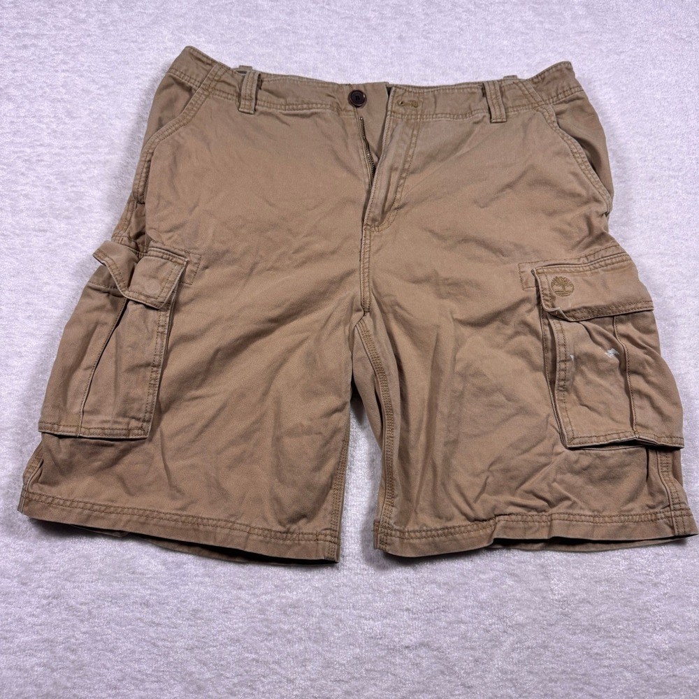 Timberland Mens‎ Cargo Shorts Khaki Tan Size 36 Utility Pockets Cotton